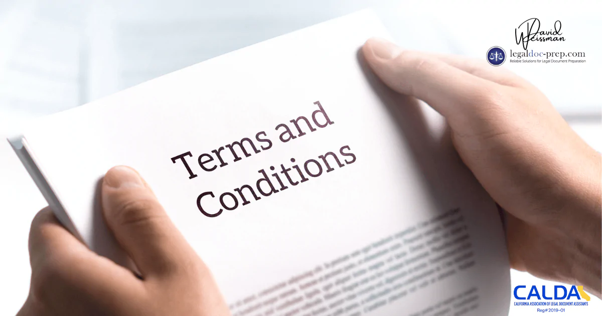 Terms and Conditions LegalDoc-Prep Terms and Conditions for California legal document preparation services